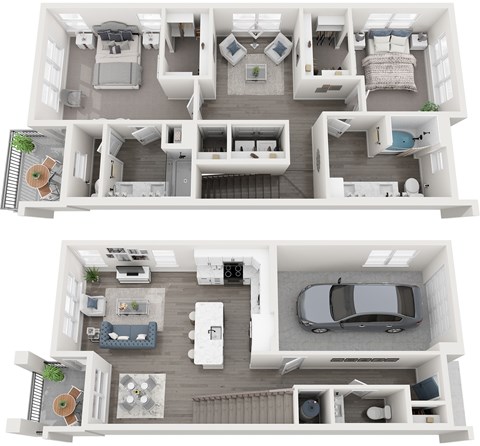 Floor plan for 2 beds, 2.5 baths, 1636 sqft